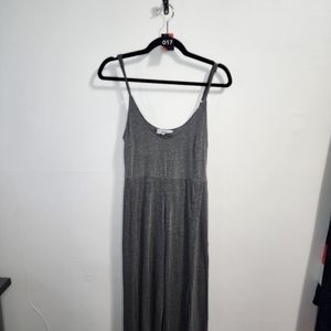 017 gray spaghetti strap jumpsuit with leg slits